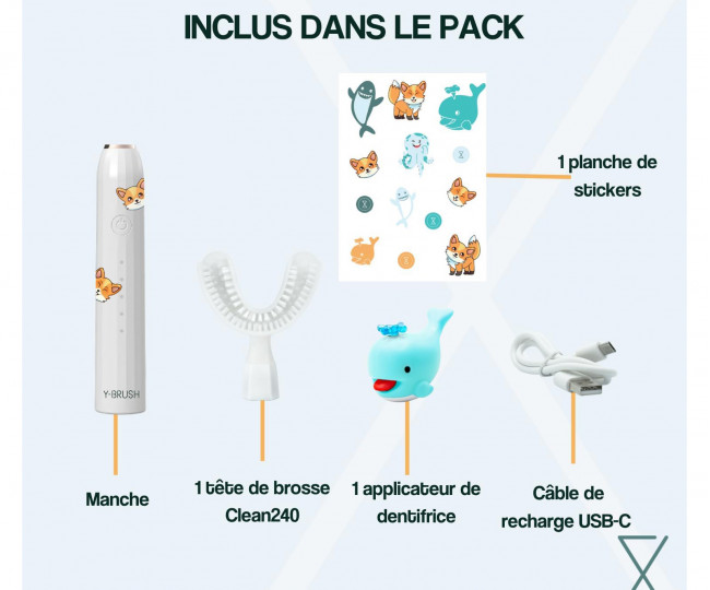 Электрическая зубная щетка для детей Y-Brush KidsBrush Sonic Electric Tooth Brush (4-12 год)